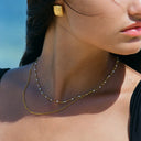 Dahlia Double Layered Enamel & Beaded Choker Necklace, view 13