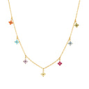 Louisa Colourful Flower Charm Zircon Necklace, view 5
