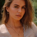 Madison Smooth Sculptural Drop Hoop Earrings, view 2