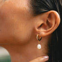 Salome Baroque Freshwater Pearl Drop Hoop Earrings, view 6