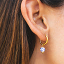 Hester Gold Flower Charm Hoop Earrings, view 3