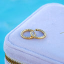 Matilde Hammered Huggie Hoop Earrings, view 11