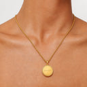 Jasmine Vintage Gold Ribbed Disc Necklace, view 4