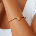 Verity Hammered Gold Bangle with Freshwater Pearl