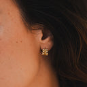 Genevieve Gold Sculptural Zircon Huggie Hoops, view 3