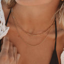 Millie Layered Paperclip and Snake Chain Necklace, view 3