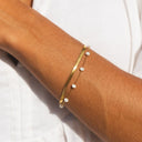 Celestine Layered Herringbone and Pearl Bracelet, view 7