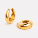 Janelle Chunky Gold Huggie Hoop Earrings, view 2