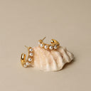 Maia Mini Mother-of-Pearl Huggie Hoop Earrings, view 12