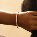Zinnia Freshwater Pearl Gold Cuff Bracelet, view 7