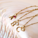 Vivian Initial & Birthstone Charm Necklace, view 9