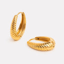 Ilse Gold Twisted Ridged Hoop Earrings, view 2