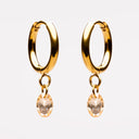 Rosella Rosé Oval Stone Hoop Drop Earrings, view 3