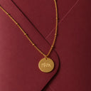 June Gold Round Disc Pendant Necklace, view 7
