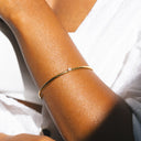 Estella Thin Open Cuff Bracelet with White Zircon
