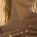 Violet Fine Snake Chain Choker Necklace, view 2