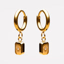 Gabriela Gold Zircon Pendant Hoop Earrings, view 3