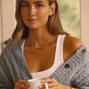Georgia Gold Teardrop Zircon Necklace, view 7