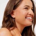 Marisol Gold Turquoise Drop Hoop Earrings, view 5