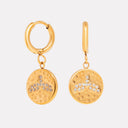 Ellen Gold Whale Tail Huggie Drop Earrings, view 2