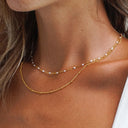 Dahlia Double Layered Enamel & Beaded Choker Necklace
