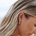 Juno Gold Teardrop Hoop Earrings, view 2