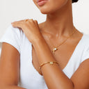 Verity Hammered Gold Bangle with Freshwater Pearl, view 3
