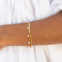 Celestine Layered Herringbone and Pearl Bracelet, view 10