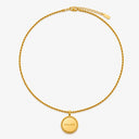 Jasmine Vintage Gold Ribbed Disc Necklace, view 5
