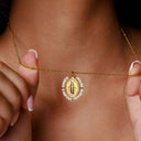 Ivy Virgin Mary Pearl Pendant Necklace