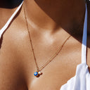 Thea Blue Evil Eye Necklace with Freshwater Pearl