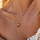 Thea Blue Evil Eye Necklace with Freshwater Pearl, view 9