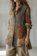 Maddie boho print two-piece set with button-up shirt and trousers, view 5