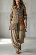 Maddie boho print two-piece set with button-up shirt and trousers, view 4