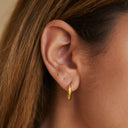 Matilde Hammered Huggie Hoop Earrings, view 4