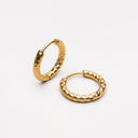 Matilde Hammered Huggie Hoop Earrings, view 2