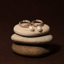 Rosalind Hammered Freshwater Pearl Hoop Earrings, view 8