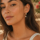 Rosalind Hammered Freshwater Pearl Hoop Earrings, view 7