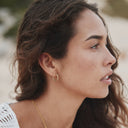 Matilde Hammered Huggie Hoop Earrings, view 15
