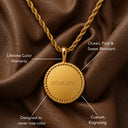 Jasmine Vintage Gold Ribbed Disc Necklace, view 6