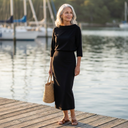 Marley two-piece skirt set with boat neck top and straight skirt