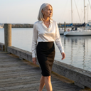 Georgie satin blouse with draped cowl neckline and long sleeves