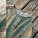 Fiorella vintage floral print blouse with round neck and short sleeves, view 3