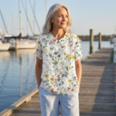 Ellery floral linen blouse with flat collar and front patch pockets