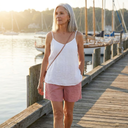 Elsa linen tank top with spaghetti straps and V-neck, view 3