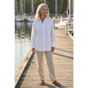 Eden oversized cotton shirt with classic pointed collar, view 3