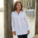 Eden oversized cotton shirt with classic pointed collar, view 2