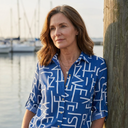 Cressida printed button-up blouse with collar and relaxed fit, view 2