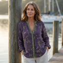 Desiree printed V-neck blouse with long gathered sleeves