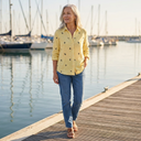 Darla linen blouse with half sleeves and button placket
